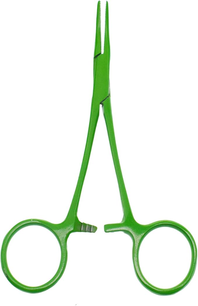 Pet Colourful Stainless Steel Hemostat Hemostatic Forcep,Pet Ear Hair Pull Forcep,Bend Head and Straight Head kit (Green)
