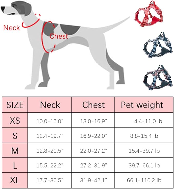 La La Pet® Floral No Pull Dog Harness Reflective Dog Vest Harness with Front & Back 2 Leash Clips and Easy Control Handle for Small Medium Large Dogs 3 Snap Buckles Easy to Put On & Take Off