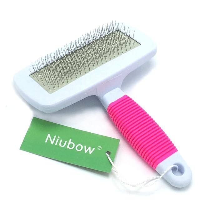 Professional Quality Pet Slicker Brush with Coated Pin Tips for Dogs & Cats - Gently Removes Mats & Loose Dead Hair Easily (Large, Pink)