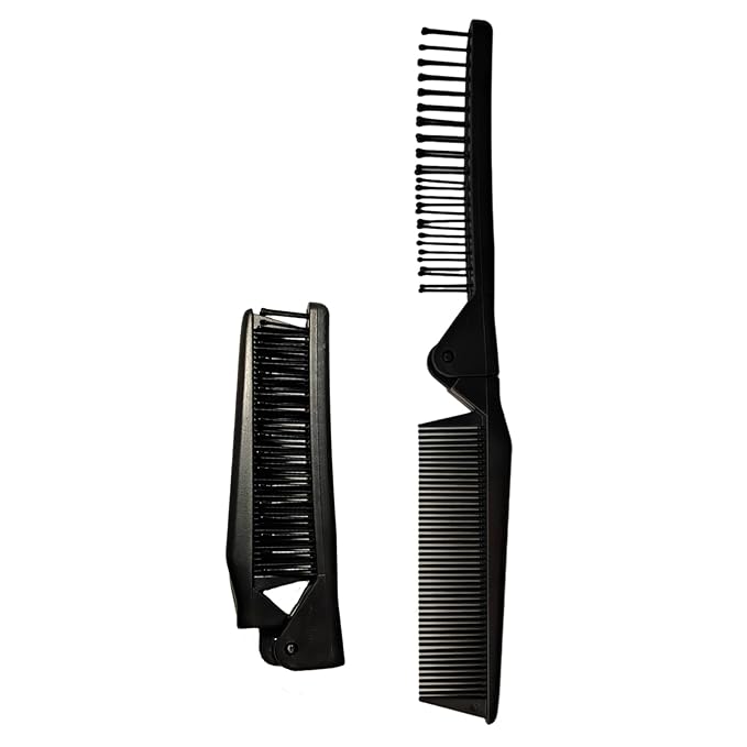Folding Small Dog Grooming Brush - Perfect for Shih Tzus, Yorkies, and Maltipoos - Ideal Puppy Hair Brushes for Maltese and Small Breeds (Black)