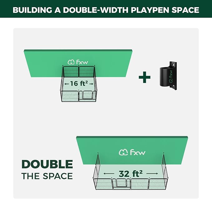 FXW Rollick 40 inch 8 Panels Dog Playpen & FXW Fence-to-Wall Anchors