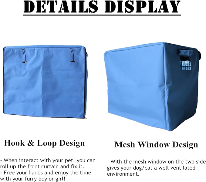 Dog Crate Cover Waterpoof Blue Pet Kennel Covers for Puppy Cat Indoor Outdoor Fit for 1 Door Wire Crate, 23.62x15.75x15.75 Inch