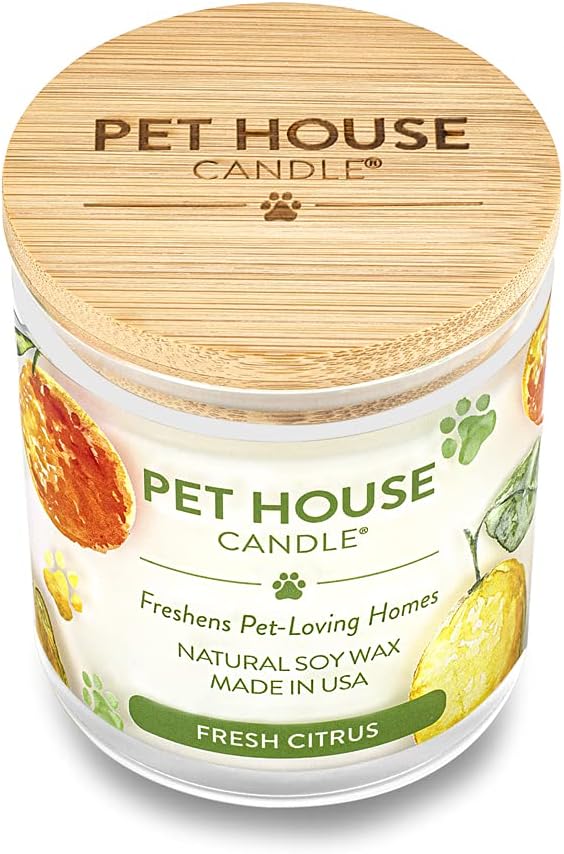 One Fur All Pet House Candle 2 Pack - Plant-Based/Soy - Clean Burning, Long Lasting Pet Odor Candle - Ruby Red Grapefruit, Fresh Citrus
