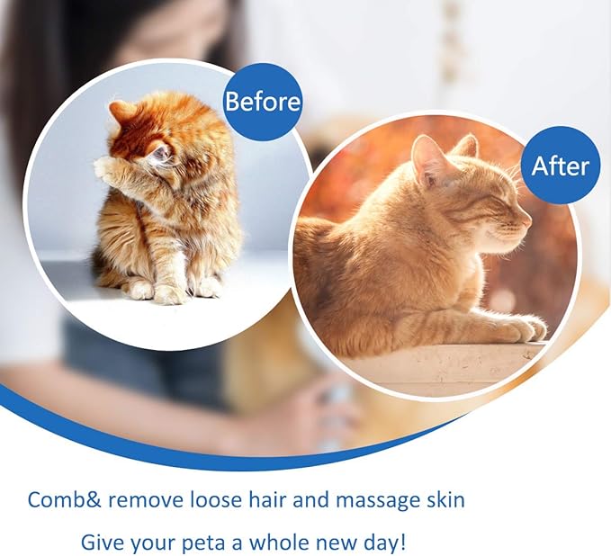 KIRTI Self Cleaning Slicker Brush for Dogs and Cats, Pet Grooming Hair Brush with Pin,Improve Blood Circulation and Massage Blue