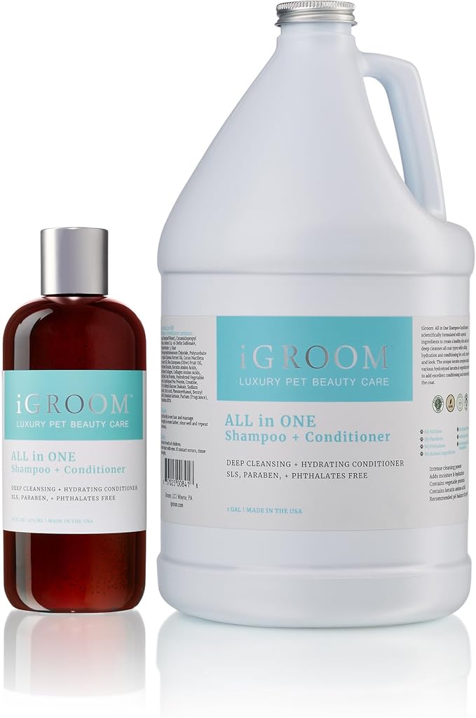 iGroom All-in-One Dog Shampoo + Conditioner, Luxury Pet Beauty Care, Deep Clean All Coat Types, Hydrate and Condition Coat, Made in The USA, Gallon