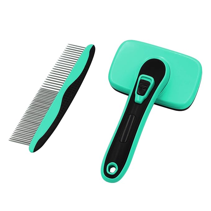 Self Cleaning Slicker Brush for Dogs and Cats,Pet Hair Brush for Shedding Long and Short Hair,Pet Grooming with Easy Clean Retractable Bristles -Cat and Dog Grooming Tool