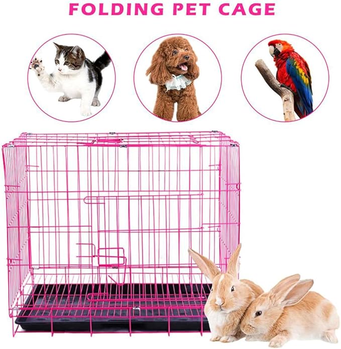 Large Dog Crate, Foldable Metal Wire Cage with Single Door, Portable, Easy to Install, Durable, Warm and Comfortable for Small to Medium Size Dogs