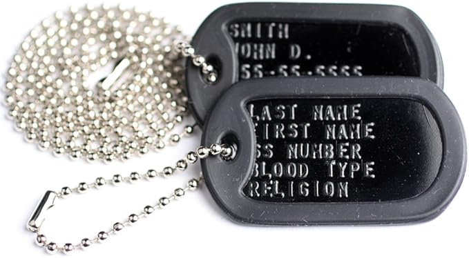 GoTags Pet ID Custom US Military Dog Tag Personalized ID Set. Complete with Chains and Silencers