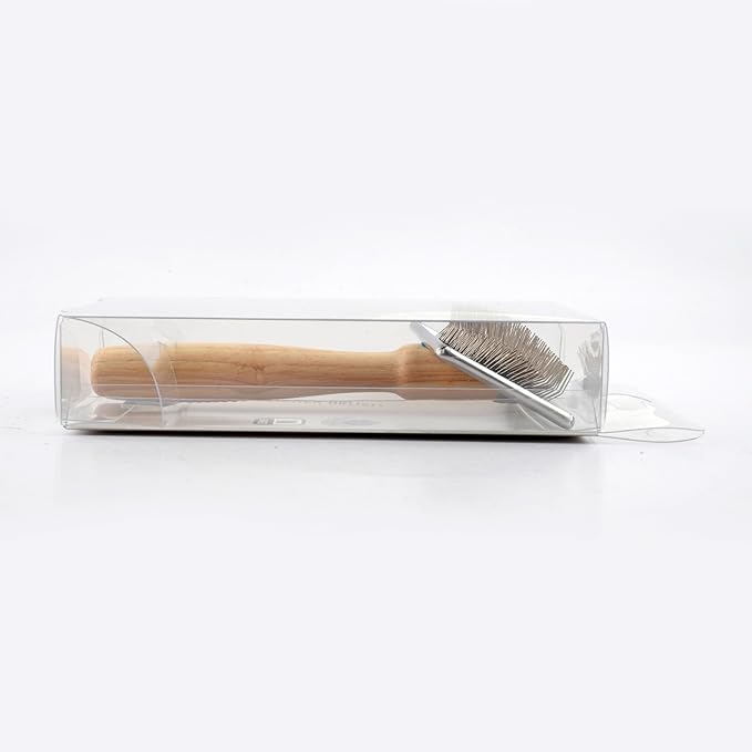 Wooden Slicker Brush - Stainless Steel Hard Pins for Grooming Short-Haired Pets (Size M)