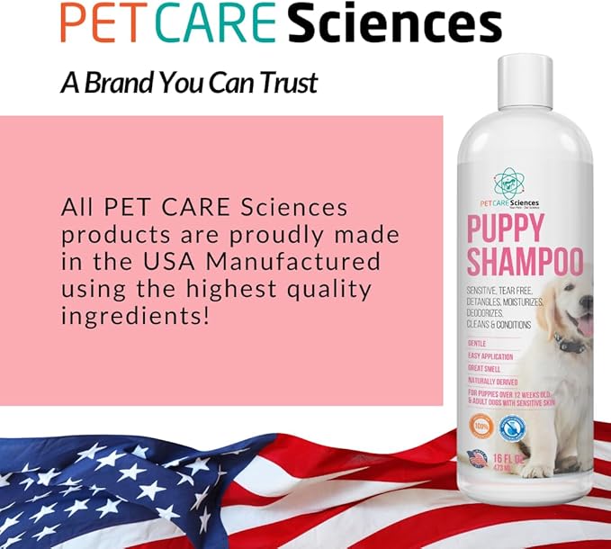 8 fl oz Tearless Puppy Shampoo and Conditioner - Anti Itch Dog Shampoo Sensitive Skin - Coconut Oil Oatmeal Pet Shampoo for Puppies