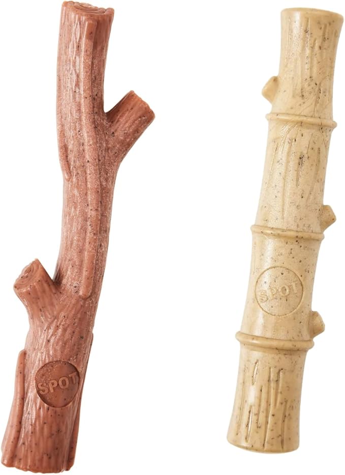 SPOT Bambones Bamboo Plus Bamboo Stick 2 Pack Bundle – Easy Grip Durable Dog Chew Toy for Aggressive Chewers & Puppies –A Non Splintering Alternative to Real Wood - Large