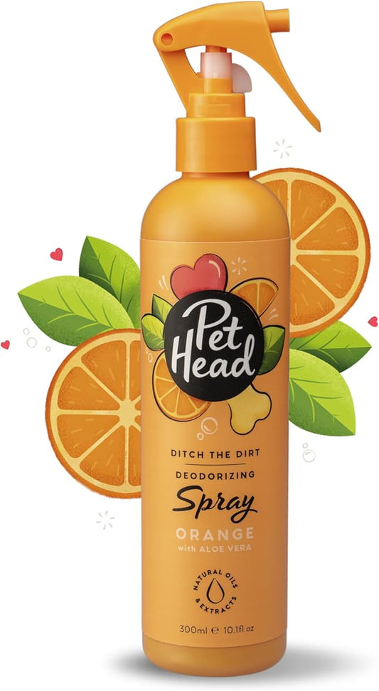 Pet Head Ditch the Dirt Dog Deodorizer Spray | Orange Scent | Waterless Pet Grooming Spray for Dogs | Odor Neutralizing for Smelly Dogs | Gentle Formula for Puppies | Made in USA | 10.1 fl. oz.