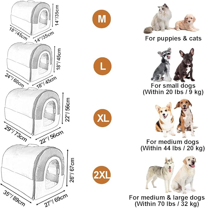 ANPPEX Igloo Dog House Indoor,L Size Dog Cave for Small and Medium Dogs,2-in-1 Washable Covered Dog Bed,Brown