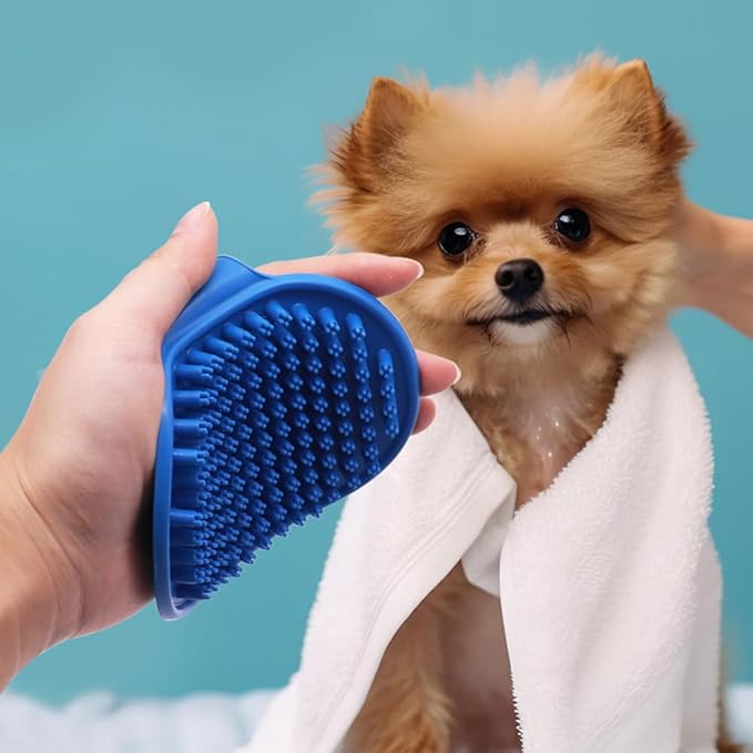Silicone Pet Bath Brush Set, 2 Pieces, Massage Brush for Dogs and Cats