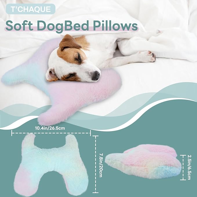 T'CHAQUE Dog Pillow Bed Cat Pillows for Indoor Cats Soft Dog Calming Pillow for Small Dogs Anxiety Relief Comfort Dog Neck Pillow Pet Sleeping Improve Pet Calming Toy for Upper Spine Support