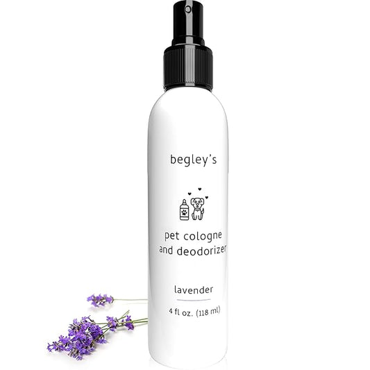 Begley's Pet Cologne and Deodorizer - Premium Essential Oil Dog Perfume Spray Long Lasting and Pet Odor Eliminator - Cat Perfume and Dog Cologne Spray - Lavender - 4 oz