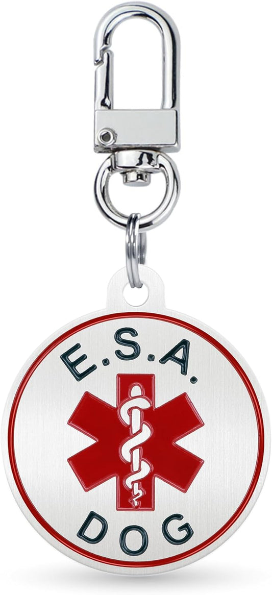 Service Dog ID Tag for Small & Large Dogs - Emotional Support ESA Medical Alert Collar Accessory - Durable Stainless Steel Service Animal Tag - Classic ESA Service Tag in Silver Small