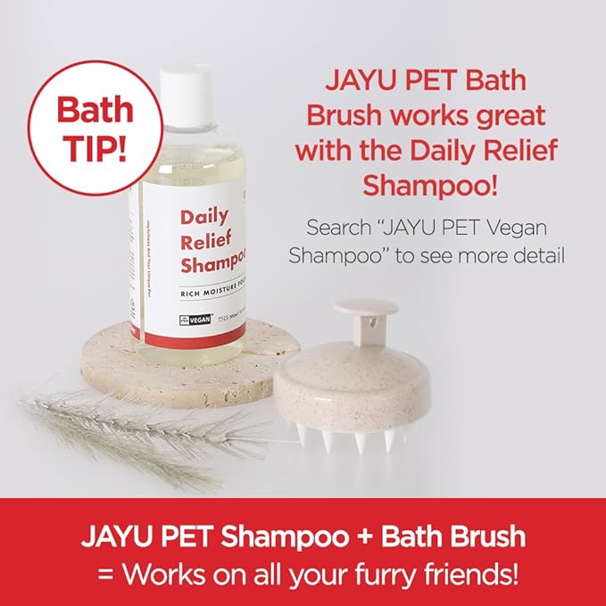 JAYU PET Shower Groomer - Grooming Pet Shampoo Brush, Cat Dog Hypoallergenic Bath and Massage Brush, Soft Silicone Bristles Scrubber for Puppy & Kitten, Easy Grip & Bubble Maker Comb (0.18 lb)