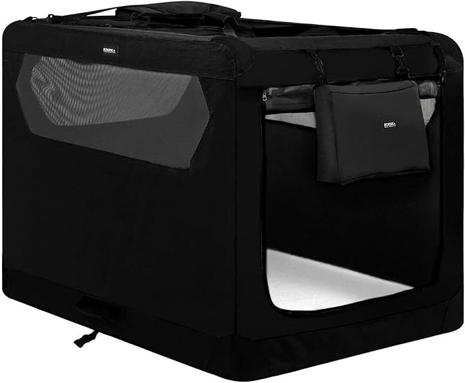 Soft Collapsible Dog Crate for Large Dogs - 36 Inch Foldable Soft Dog Kennel with Durable Mesh Windows, Indoor & Outdoor Portable Travel Dog Crate, Black, 36x24x24 Inches