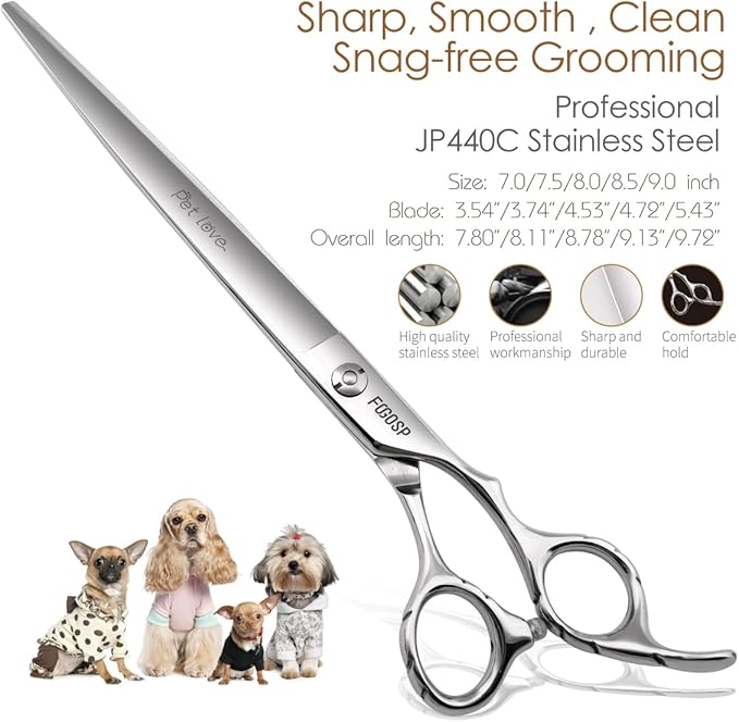 Straight Dog Grooming Scissors 8.0'' Professional Pet Grooming Shears for Thick Coat Medium Large Dog Cat (8.0 In, Straight)