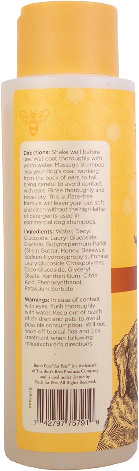 Burt's Bees for Pets Hypoallergenic Shampoo for Dogs with Shea Butter and Honey, 95% Natural Origin Formulas, Cleanser for Sensitive Dogs - Gentle Dog Wash, 6pk, 16 oz