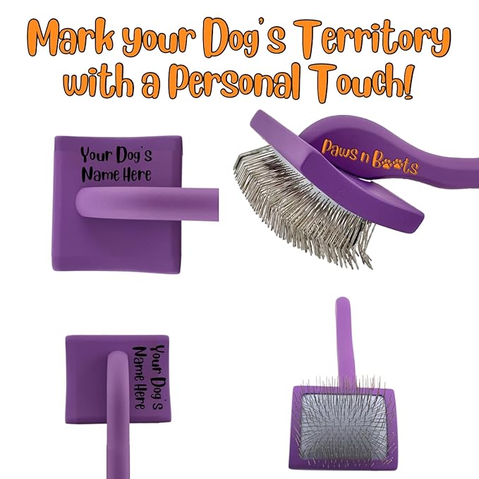Pro-Slicker Brush Grooming Tool for Pets: Small Purple, Soft Cushion Bed of Dull Pins, Gentle but Effective. Easily and Painlessly Remove Thick Undercoat. Reduce Brushing Sessions, Groom like a Pro
