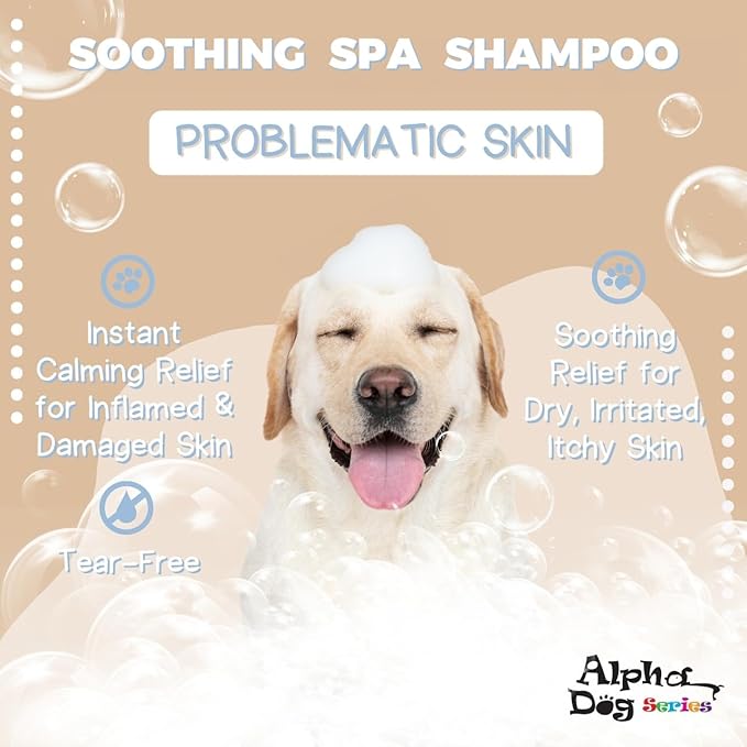 Alpha Dog Series Natural Dog Shampoo and Conditioner with Aloe Vera, pH Balanced Oatmeal Shampoo for Dogs, Tear-Free Dog Shampoo for Sensitive Skin, 26.4 Oz (Pack of 6)