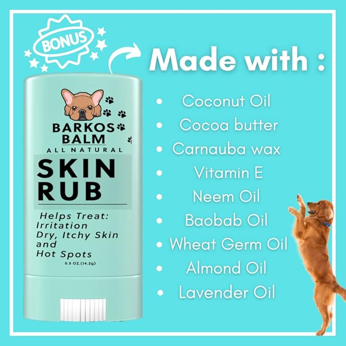 Tear Stain Wipes + Skin Balm For Dogs | Bulldog, French Bulldog, Pug, English Bulldog | Cleans & Soothes Tear Stains, Wrinkles, Folds, Tail Pockets & Paws, Anti-Itch | 100 Soft Cotton Pads