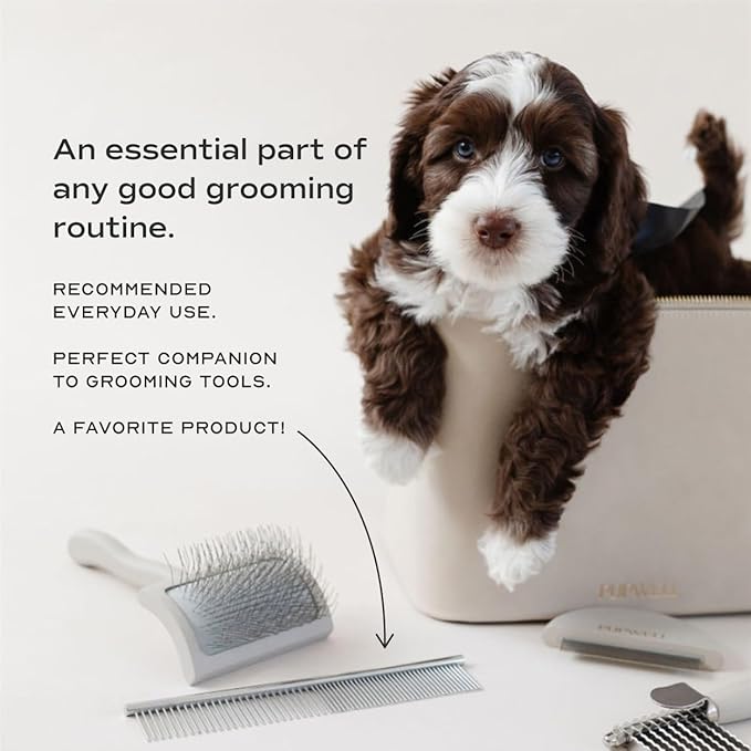 Stainless Steel Metal Everyday Dog Comb for Grooming and Removing Tangles and Knots with Rounded Teeth and Good for All Dogs