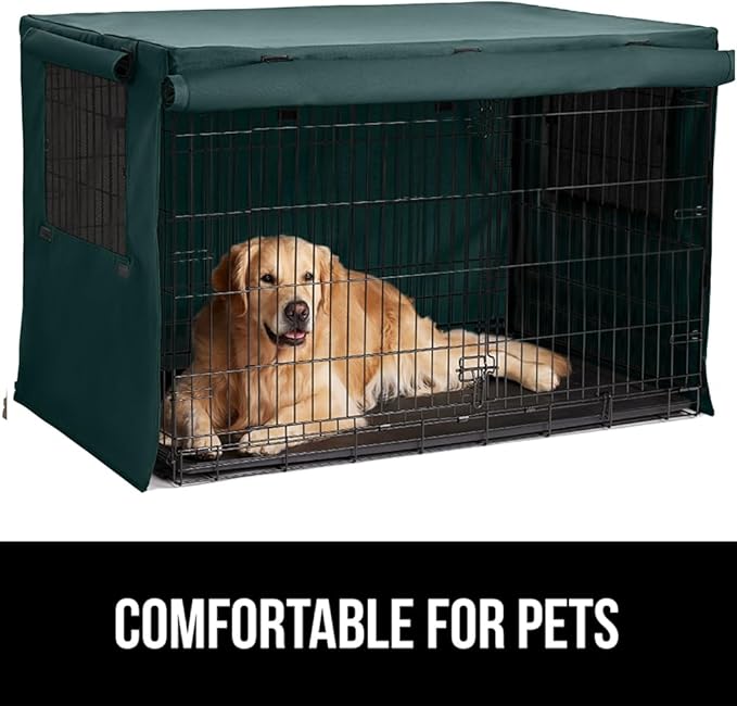 GORILLA GRIP Dog Crate Covers Compatible with Amazon Basics Dog Crates, All Sides Open, Privacy Cover Fits 24" Wire Kennel, Breathable Mesh Windows, Light Reducing Training Cage Topper, Hunter Green
