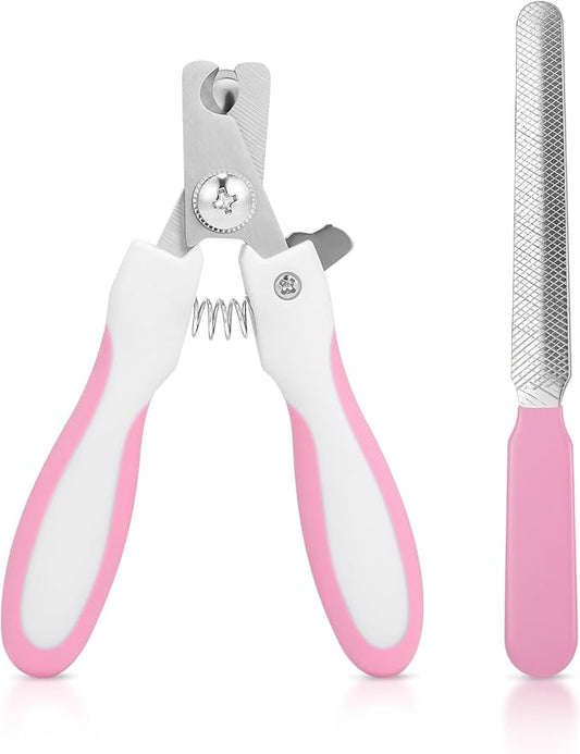 Pet Nail Clippers, Suitable for Both Cats and Dogs, A Half Moon Shaped Alloy Blade and A Rubber Material Handle with A File. Automatic Rebound Handle.Cat and Dog Universal (red)