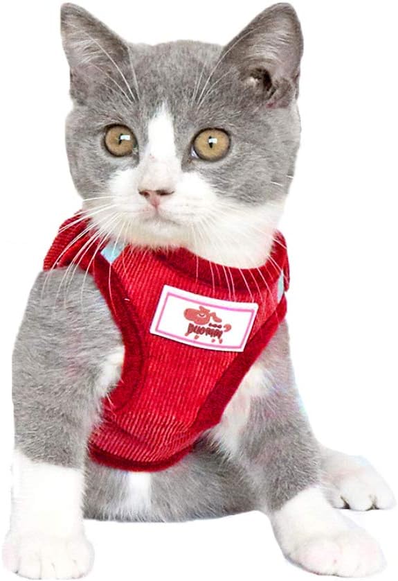FEimaX Dog Harness and Leash Set, No Pull Reflective Adjustable Pet Harnesses for Puppy Kitten Soft Corduroy Chest Harness for Small Medium Dogs and Cats Easy Control Vest for Outdoor Walking