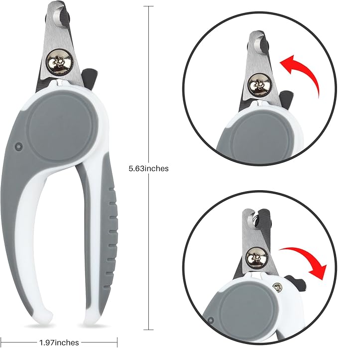 Pet Nail Clippers, Dog Nail Trimmers with Safety Guard to Avoid Excessive Cutting Nails, Dog Grooming Clippers has a Variety of Colors Suitable for Dogs, Cats and Other Pets(Grey)