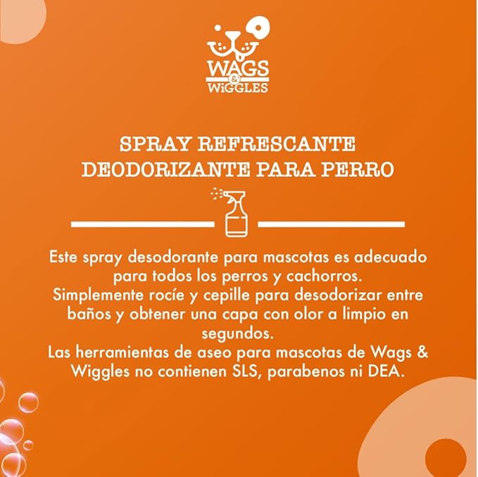 Wags & Wiggles Refresh Dog Deodorizing Spray in Zesty Grapefruit | Long Lasting Dog Grooming Deodorizer Spray | Easy to Use Deodorizing Spray for Dogs to Combat Smelly Dog Odors, 12 Ounces