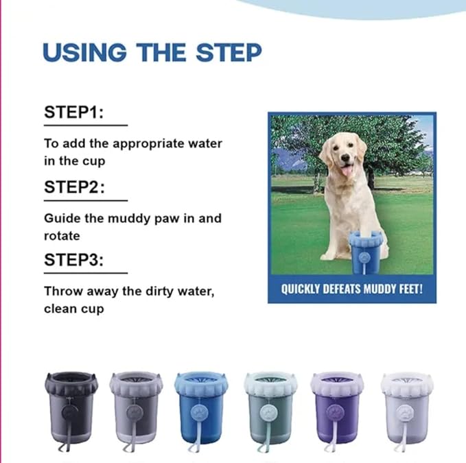 Dog Paw Cleaner for Small/Medium Dogs, Dog Paw Washer, Paw Paw Cleaner, Pet Foot Cleaner (Small/Medium), Blue, Purple, Dark Blue