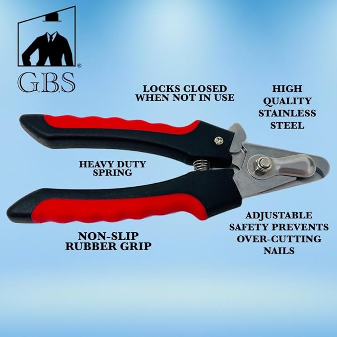 G.B.S Dog & Cat Pets Nail Trimmers and Clippers - with Safety Guard to Avoid Over Cutting, Free Nail File, Stainless Steel Blade - Professional Grooming Tool for Pets