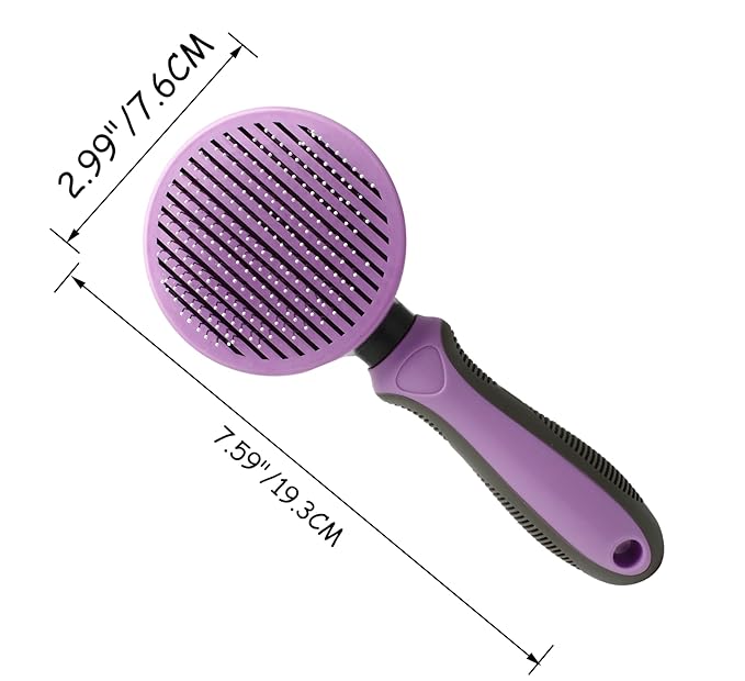 Self Cleaning Slicker Brush Pet Grooming Brush Tool Upgraded Cat Deshedding Brush Dog Shedding Brush Removes Loose Undercoat, Mats, Tangled Hair(Purple)