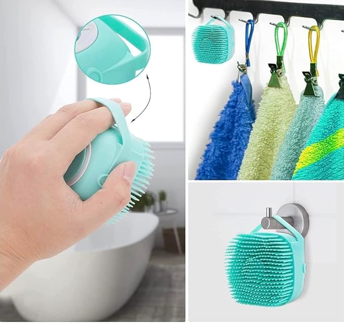 Pet Bath Massage Brush Puppy Dog Cat Grooming Soft (Blue)