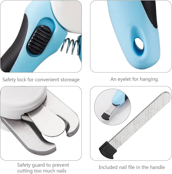 TheStone- Dog & Cat Pets Nail Clippers and Trimmers - Safety Guard to Prevent Over Cutting, Free Nail File - Nail Clipper Comes with Sharp Blade and Free Nail File
