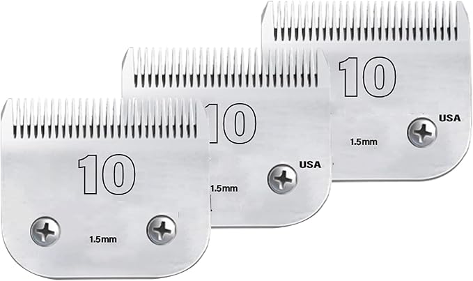 Clipper Blade Dog Grooming Compatible with Andis Clippers Carbon Infused Steel Detachable Ceramic Sharp Edge Also Compatible with Wahl/Oster Dog Clippers (3Pack #10:(1/16")(1.5mm))