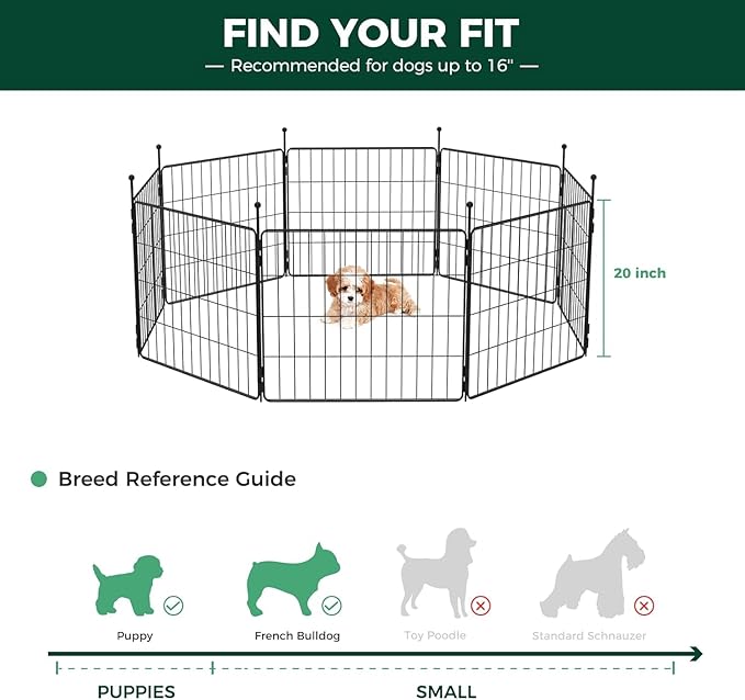 FXW MiniPaws Dog Playpen for Yard & RV Camping, Expandable 20-inch 32 Panels for Puppies and Small Dogs, Portable for Indoor and Outdoor Use