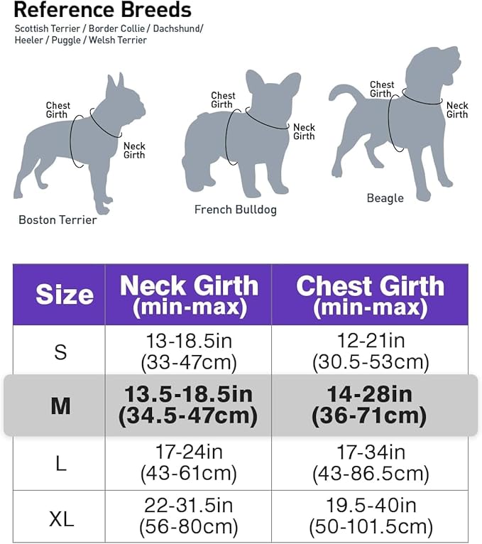 Joytale No Pull Dog Harness Medium Sized Dog, Reflective Pet Vest with Front Clip, Adjustable Soft Padded Harnesses with Easy Control Handle for Training and Walking, Purple, M