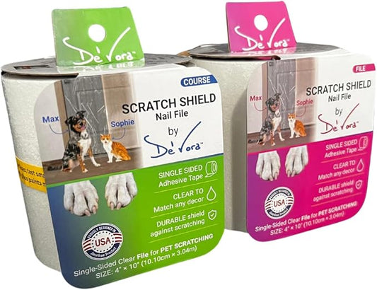 Transparent Scratch Shield Claw File Protention Tape for Furniture, Windows, Floors & Walls- Anti Scratch Furniture Protector and File -10 feet Self-Adhesive Tape for Cats & Dogs (File)