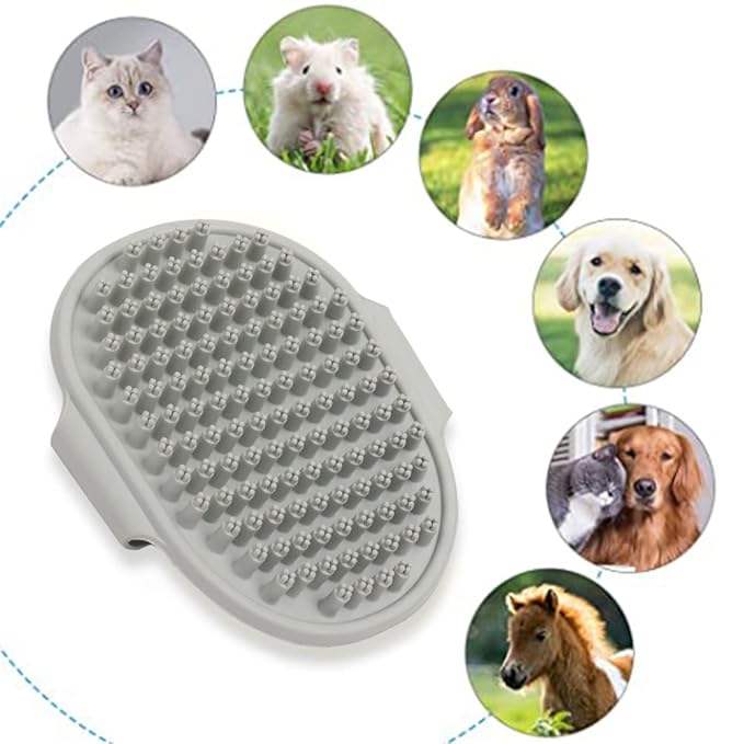 Upgraded Dog Grooming Brush, Pet Shampoo Bath Brushes with Adjustable Handle for Massage Shedding Long Short Haired Large Medium Small Dogs Puppy Cats (Grey 1PC)