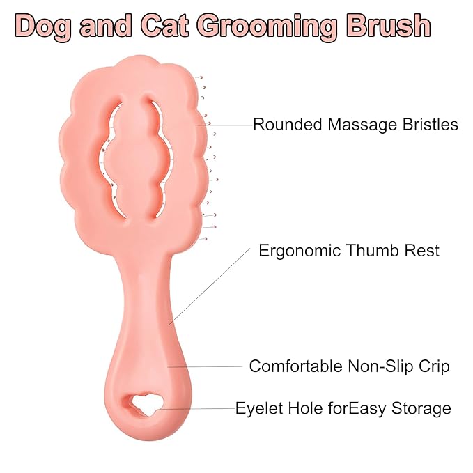 Cloud Shape Small Dog Grooming Brush - Soft Pin Brush for Gentle Detangling & Massage Puppy Hair Comb for Maltese, Shih Tzus, Yorkies, and Puppies, Pink