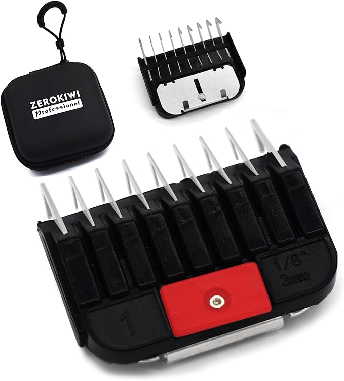 Professional A5 Style Animal Clipper Stainless Steel Color-Coded Snap-on Attachment Guard Guide Comb, 1/8"-1" Compatible with Wahl KM Series Oster A5 Andis Detachable Blade Pet Groomers (#1 - 1/8")