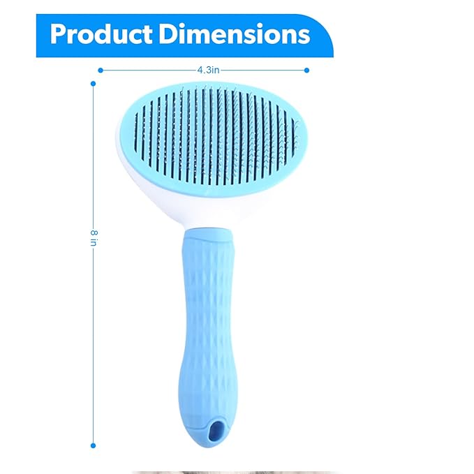 Pet Grooming Self Cleaning Slicker Brush for Cats and Dogs, Cats Brush for Shedding Hair, Removes Loose Hair & Tangles, Skin Friendly & Promote Circulation-Blue