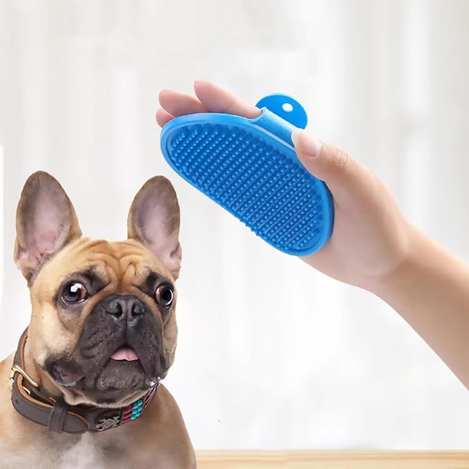 Dog Bath Brush. Dog Washing Brush.2 Sets Short Haired and Long Haired Dog and Cat Bath Brushes (blue)