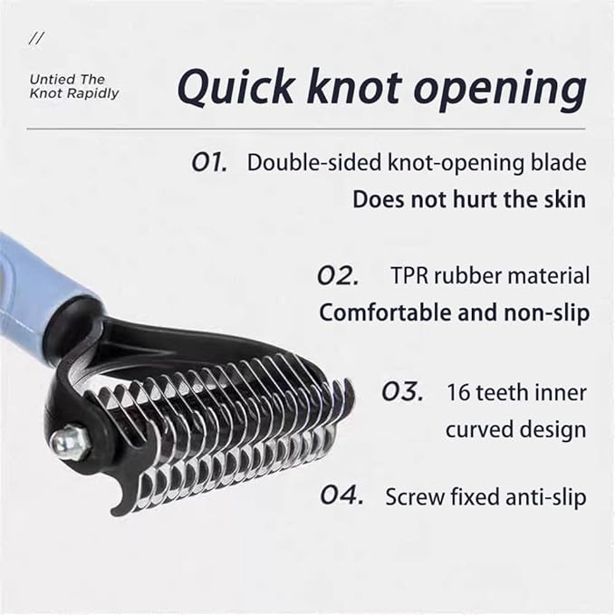 Pet Dematting Tool 2 Pack Double Sided Undercoat Rake & Dematting Comb for Cats and Dogs for Detangling Matted or Knotted Undercoat Hair (Gray & Black, Large)
