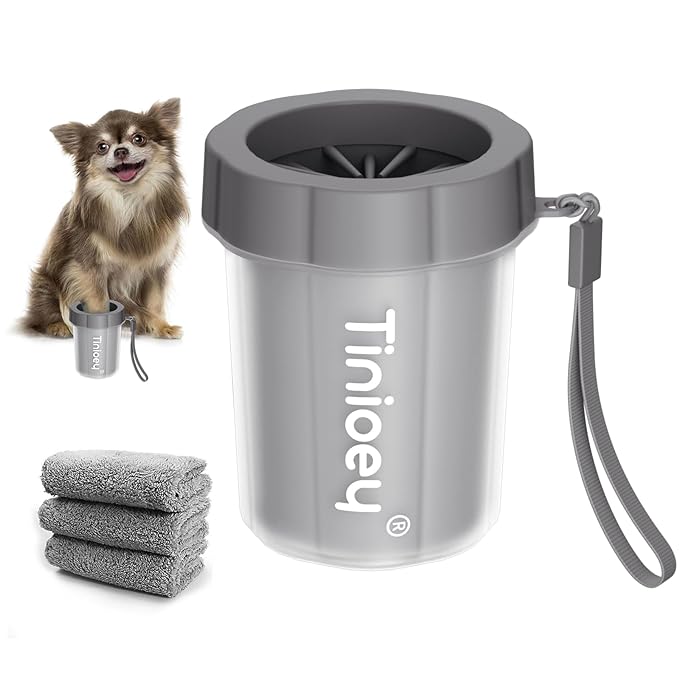 Paw Cleaner for Small Dogs with 3 Absorbent Towels - Muddy Paw Washer and Pet Foot Cleaner